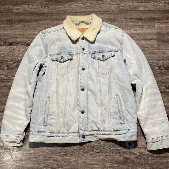 Levi's Other - Levis Denim Jacket Men Large Blue Sherpa Lined Trucker Rodeo Western Coat Modern